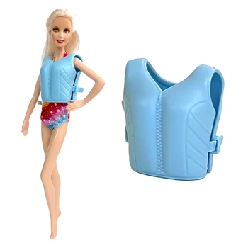 NK Official, 1 комплект синего спасательного жилета, Крутая одежда для плавания, Пластиковый спасательный жилет, одежда для куклы Барби, Летние пляжные аксессуары