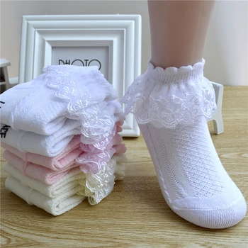 1 Пара Дышащих детских носков с кружевными оборками, сетчатые носки для девочек, детские короткие носки по щиколотку