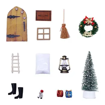 12ШТ Миниатюр из Сказочного сада, Рождественский декор кукольного домика с миниатюрной елкой, лестница, Масляная лампа, миниатюры, Рождественский декор