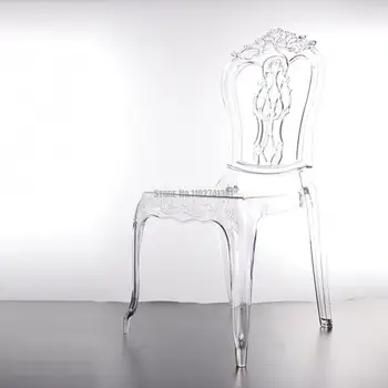 1Шт Домашний Портативный Акриловый стул, Обеденный стул со спинкой для отеля, Прозрачный Пластиковый Стул, Изысканный Стул Для гостей свадьбы