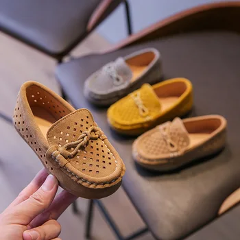 2023, Модная обувь для малышей в английском стиле Для мальчиков и девочек, Замшевые кожаные туфли без застежки на мягкой подошве, детские кроссовки для отдыха.