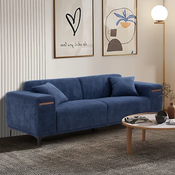 90-дюймовый 3-местный диван середины века с 2-мя растягивающимися подушечками из орехового дерева, современный диван с тканевой обивкой для гостиной, вестибюля, офиса