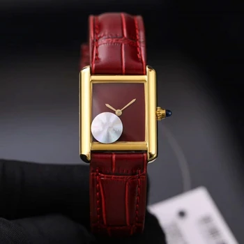 AAA 2023, элитный бренд, Высококачественные Модные Прямоугольные мужские кожаные кварцевые часы для женщин, Парные часы