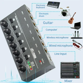 DX600 6-Канальный Аудиомикшер Модернизированный Линейный Микшер со Сверхнизким уровнем шума Мини-Звуковой Микшер Источник питания DC5V Простое управление Аудиомикшером