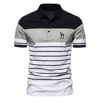 Hazzys Высококачественный Модный бренд 2023 года, мужская футболка Поло, хлопковые топы в полоску с коротким рукавом, Новая Повседневная Удобная мужская одежда