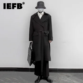 IEFB 2023 Модная Верхняя одежда Мужское пальто Средней Длины Ветровки Осенний Новый Тренд Свободное Пальто Индивидуальная Одежда 9C1270