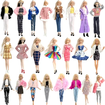 NK 1X Модный Многоцветный наряд, Новое платье, рубашка, Джинсовая юбка в сетку, Повседневная одежда, Одежда для куклы Барби, Аксессуары, подарок JJ