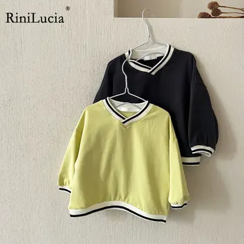 RiniLucia 2023, осенняя одежда для девочек и мальчиков, Свободная верхняя одежда с длинным рукавом, детские топы для девочек, Детские толстовки для малышей, одежда C01