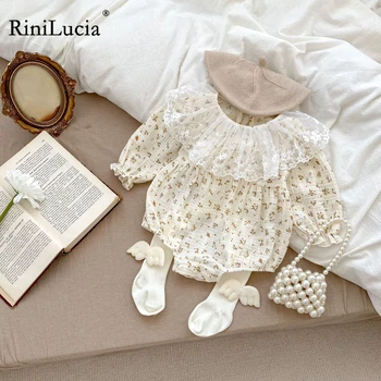 RiniLucia Sweet/комбинезон для маленьких девочек 2023, Осенний цельный комбинезон для новорожденных девочек, Детская одежда с длинными рукавами и цветочным рисунком, наряды