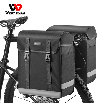 WEST BIKING 33L Велосипедная корзина большой емкости, двусторонняя сумка для багажника велосипеда, дорожный велосипед MTB, дорожная сумка для переноски багажа, сумка для переноски багажа