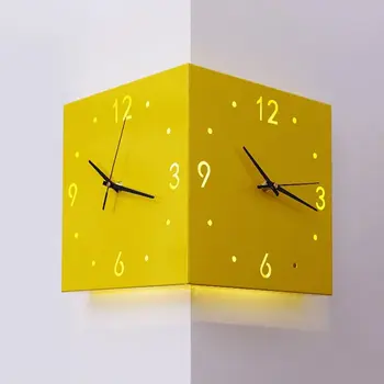 Автоматические индукционные 3D Двухсторонние угловые настенные часы с мягким освещением Точного отсчета времени Широкое применение для дома