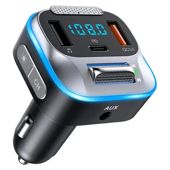 Автомобильный Bluetooth FM-Передатчик, 30 Вт PD Typ-C Bluetooth 5.0 Адаптер, Автоматическое Автомобильное Зарядное Устройство, MP3-Плеер, Поддержка TF-Карты, Свободные Руки