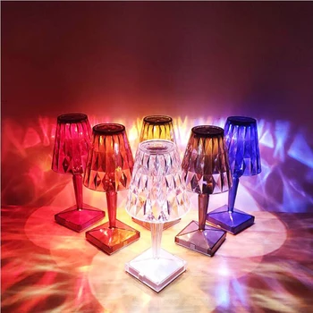 Акриловый Алмазный настольный сенсорный светодиодный ночник, Хрустальный стол, светодиодные прикроватные лампы, освещение, декор для спальни, Настольная лампа для гостиной