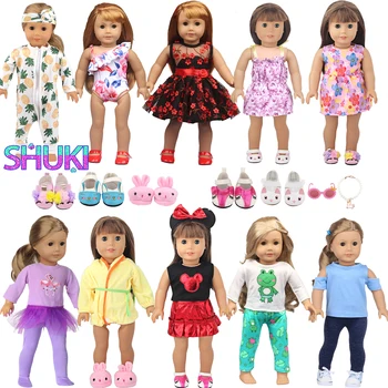 Американская 18-дюймовая кукольная одежда для девочек, Платье, купальник, пижама, 7-сантиметровая кукольная обувь, Аксессуары для 43-сантиметрового новорожденного ребенка, куклы Life Girl