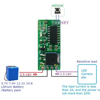 Беспроводной пульт дистанционного управления 3,7 В-14,8 В 2A mini Control Switch Board Модуль управления питанием от литиевой батареи малой мощности