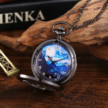 Винтажные карманные часы с циферблатом черного Звездного неба и римскими цифрами Подарочные Подвесные часы для детей Mlae Relogio Saati