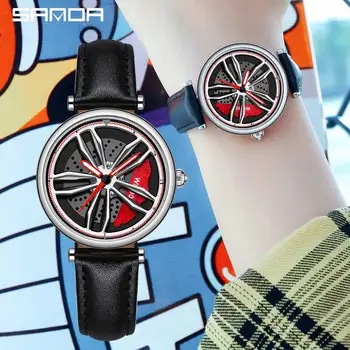 Высококачественная 3D модель ступицы колеса автомобиля Женские часы класса люкс Япония Премиум Кварцевый механизм Водонепроницаемые наручные часы Super Car Rim