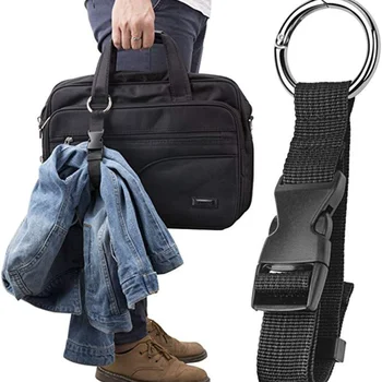 Горячая распродажа, Портативный Черный нейлоновый противоугонный Держатель для багажного ремня, захват для дополнительной сумки, зажим для сумочки, используемый для переноски