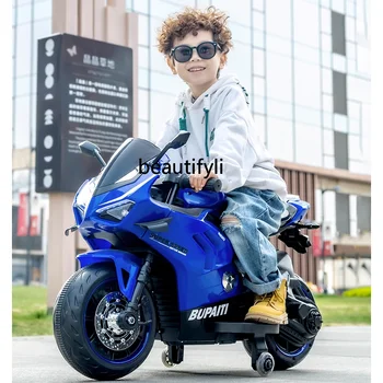 Двухколесный электрический мотоцикл zq Для мальчиков и девочек Аккумуляторная машинка Может заряжаться с помощью игрушечной машинки с дистанционным управлением