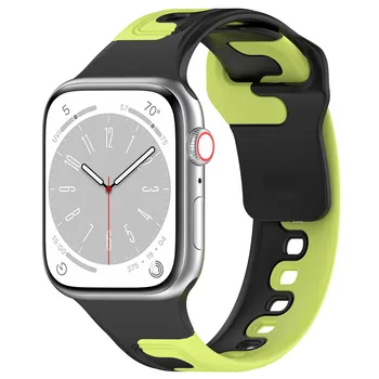 Двухцветный Силиконовый Ремешок Для Apple Watch Band 44мм 40мм 45мм 49мм 41мм 38мм 42мм браслет iwatch series se 7 3 6 8 ultra band