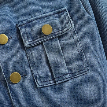 Джинсовый наряд для девочки, комплект из 2 предметов, джинсовая куртка с длинным рукавом и пуговицами, джинсовые мини-юбки с эластичным поясом