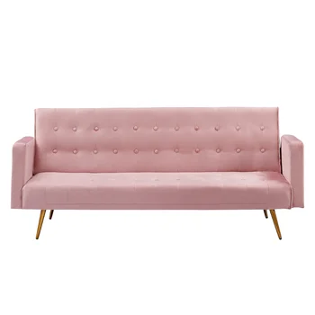 Диван с регулируемой кроватью, многофункциональный раскладной диван, розовый бархат [на складе в США]