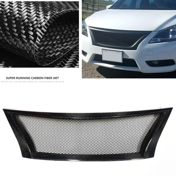 Для Nissan Sentra 2013-2015 Решетка в Виде Сот Передняя Решетка Из Настоящего Углеродного Волокна/Стекловолокна Верхний Бампер Капот Сетка Обвес Сетки
