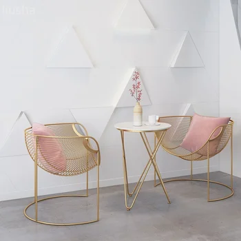 Железный полый стул Nordic для десерта, молочного чая, стола и стула для отдыха, золотое простое современное кресло egg для гостиной