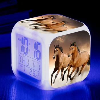 Животное Лошадь, красочный цифровой будильник, Электронные световые часы для пробуждения, подарок для детей, аниме-дизайн, светодиодный столик Despertador, Wekker