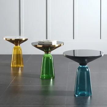 Журнальный столик Nordic Light из роскошного стекла, Дизайнерская модель, Диван, Приставной столик, Современный Простой Круглый стол в гостиной