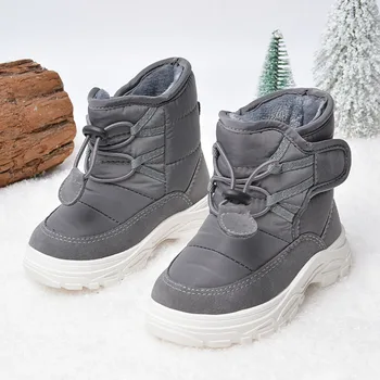 Зимние Зимние ботинки для детей, водонепроницаемая толстая теплая обувь, простая плюшевая обувь для мальчиков и девочек, эргономичная зимняя обувь на мягкой подошве