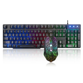 Игровая клавиатура USB и мышь с комбинированной подсветкой, светящийся 104-клавишный RGB-разъем и для