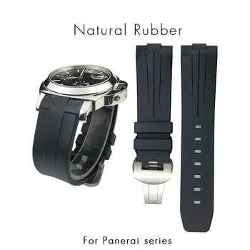 Изогнутый резиновый ремешок для часов, силиконовый ремешок 24 мм, подходит для погружных часов Panerai Luminor PAM, зеленый, черный, водонепроницаемый браслет, инструменты