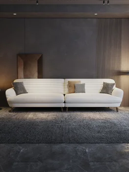 Итальянский легкий роскошный кожаный диван, современный минималистичный размерный ряд, прямой диван в европейском стиле