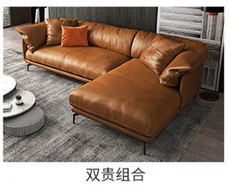Итальянский минималистичный кожаный диван с комбинированным пухом, супер мягкий кожаный диван для гостиной, современный простой диван из воловьей кожи