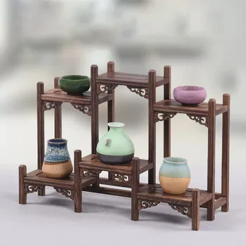 Китайская маленькая витрина для павильона Дуобао из массива дерева Bogu, современный простой чайный сервиз, украшение в виде горшка с песком