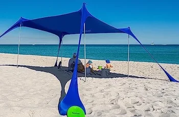Козырек от солнца UPF50 + портативный легкий открытый пляжный козырек. Простое В Установке Пляжное Тентовое Укрытие От Солнца высотой 7 футов.