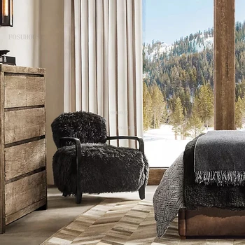 Креативные тканевые стулья для гостиной Современная мебель для дома Простая гостиная Спальня Деревянный стул для отдыха с педалью A