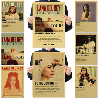 Лана Дель Рей Печатает музыкальные постеры в стиле ретро, роспись обложки альбома певицы, Винтажный домашний бар, декор стен в стиле 