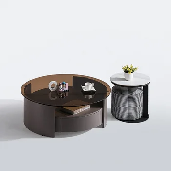 Легкая роскошь и минималистичная комбинация тумбы для телевизора и чайного столика для удобного и минималистичного домашнего использования