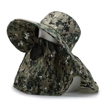 Летняя быстросохнущая Мужская Женская шляпа Boonie, уличная маска для лица, широкополая панама, защита от солнца для рыбалки, охоты, широкополая кепка