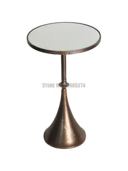 Мебель в скандинавском стиле металлический круглый стол легкий роскошный ретро зеркальный стеклянный художественный столик диван угловой столик балкон журнальный столик