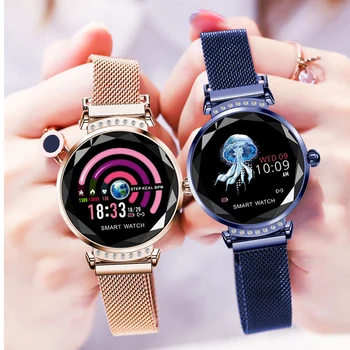 Металлические женские смарт-часы, женские наручные часы с мониторингом сердечного ритма для Android IOS, фитнес-браслет, женские умные часы, водонепроницаемые