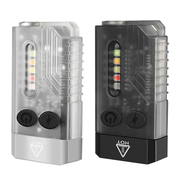 Мини-фонарик с ультрафиолетовым излучением, зарядка USB Type-C, V10, портативная сигнализация, фонарь для кемпинга, водонепроницаемый зуммер IPX4, Красный индикатор SOS для пеших прогулок