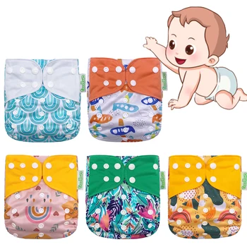 Многоразовый тканевый подгузник для ребенка с мультяшным цветочным принтом, дышащие подгузники, водонепроницаемые штаны для приучения к туалету с застежкой, подгузник для малышей
