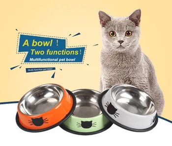 Многофункциональная миска для домашних животных, миска для кошек из нержавеющей стали, Миска для котенка, миска для щенков, Противоскользящая Миска для кормления маленьких домашних животных, защита от падения