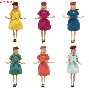 Многоцветный комплект одежды для кукол Барби, элегантная верхняя юбка, коричневая шляпа для куклы Barbie 1/6, аксессуары для кукол BJD, детские игрушки своими руками