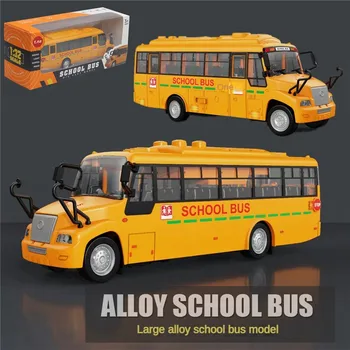 Модель американского школьного автобуса из сплава 1:32, звук и светомузыка, игрушки для мальчиков