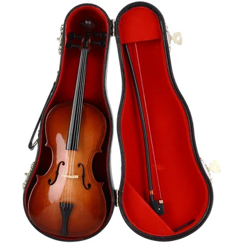 Модель мини-виолончели, миниатюрная виолончель с подставкой, изысканный и нежный басовый музыкальный инструмент для подарков, украшения для дома