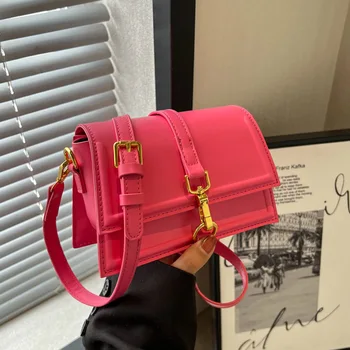 Модная маленькая сумка через плечо 2023 Модная женская дизайнерская сумка через плечо, однотонная кожаная сумка, женская роскошная сумка с короткой ручкой